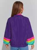 Chaqueta Multicolor con Hombros Caídos y Cierre de Cremallera