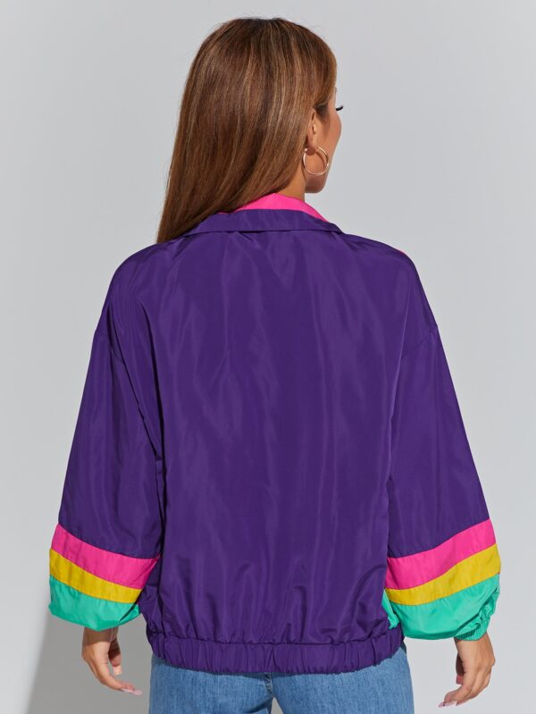 Chaqueta Multicolor con Hombros Caídos y Cierre de Cremallera - Image 2