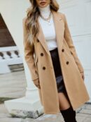 Abrigo Elegante con Cuello Solapa y Doble Botonadura