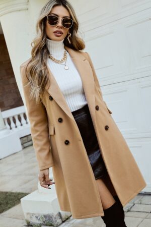 Abrigo Elegante con Cuello Solapa y Doble Botonadura