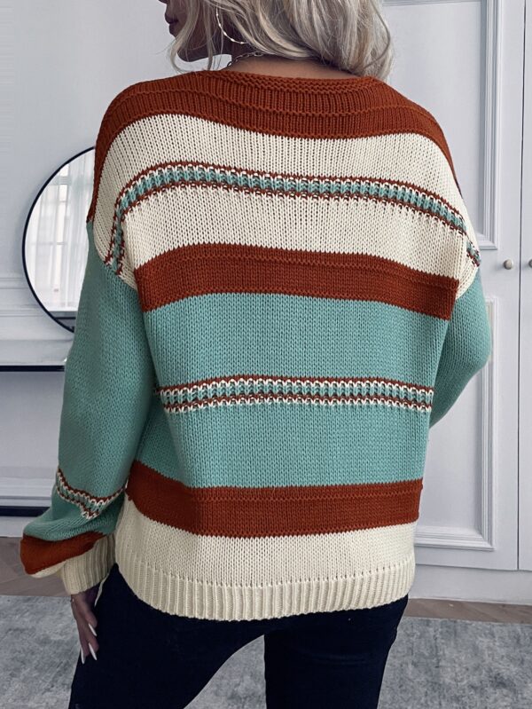 Sweater Casual a Rayas con Hombros Caídos para Otoño/Invierno - Image 23