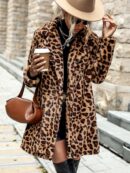 Abrigo Fuzzy con Estampado de Leopardo y Apertura Frontal