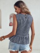 Blusa Peplum Cuadros Gingham con Volantes y Sin Mangas