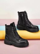 Botas de Cordones con Detalle de Mármol Negro