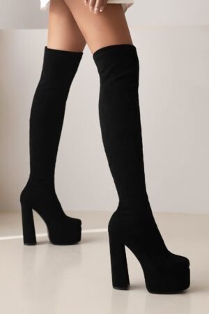 Botas de Media de Tacón Grueso y Plataforma Elegantes