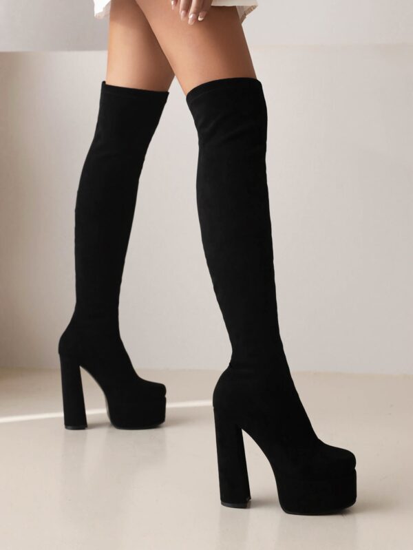 Botas de Media de Tacón Grueso y Plataforma Elegantes