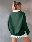 Pullover Collar Polo con Hombros Caídos y Gráfica de Letras