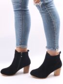 Botas Clásicas de Ante Sintético con Tacón Grueso y Cierre Lateral