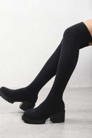 Botas Tejidas Minimalistas sobre la Rodilla con Plataforma
