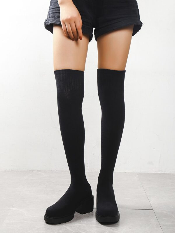 Botas Tejidas Minimalistas sobre la Rodilla con Plataforma - Image 3