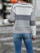 Sweater Multicolor con Hombros Caídos y Manga Larga