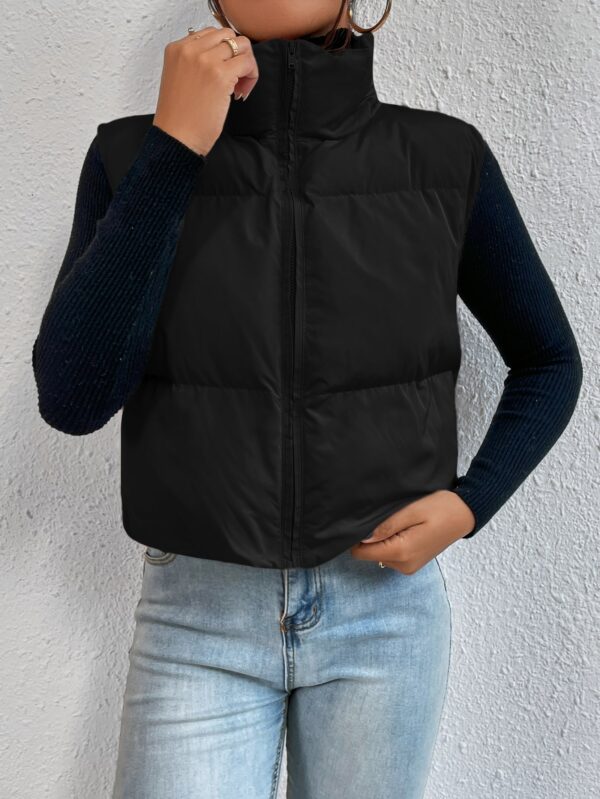Chaleco Casual con Cremallera Frontal en Color Sólido - Image 10
