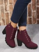 Botas Chelsea de Tacón Alto en Gamuza Sintética Negra con Cierre Lateral