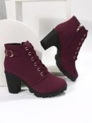 Botas Chelsea de Tacón Alto en Gamuza Sintética Negra con Cierre Lateral