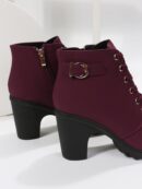 Botas Chelsea de Tacón Alto en Gamuza Sintética Negra con Cierre Lateral