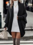 Cardigan Abierto de Manga Batwing en Tejido Suave