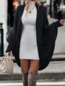 Cardigan Abierto de Manga Batwing en Tejido Suave