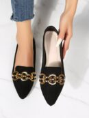 Mocasines Planos de Gamuza con Detalles Metálicos para Mujer