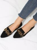 Mocasines Planos de Gamuza con Detalles Metálicos para Mujer