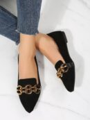 Mocasines Planos de Gamuza con Detalles Metálicos para Mujer