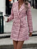 Abrigo de Tweed a Cuadros con Doble Botonadura