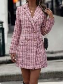 Abrigo de Tweed a Cuadros con Doble Botonadura