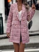 Abrigo de Tweed a Cuadros con Doble Botonadura