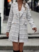 Abrigo de Tweed a Cuadros con Doble Botonadura