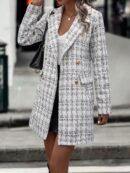 Abrigo de Tweed a Cuadros con Doble Botonadura