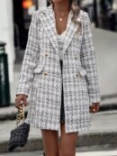 Abrigo de Tweed a Cuadros con Doble Botonadura