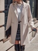 Abrigo de Lana Estilo Casual con Solapa y Botón Único