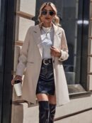 Abrigo de Lana Estilo Casual con Solapa y Botón Único