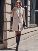 Abrigo de Lana Estilo Casual con Solapa y Botón Único