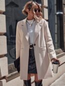 Abrigo de Lana Estilo Casual con Solapa y Botón Único