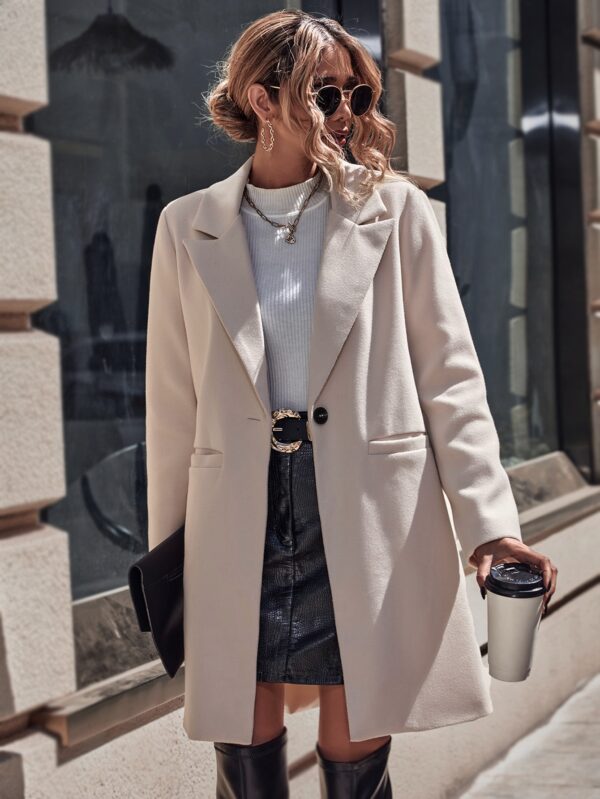 Abrigo de Lana Estilo Casual con Solapa y Botón Único - Image 13