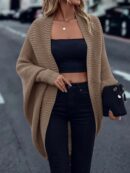 Cardigan Abierto de Manga Batwing en Tejido Suave