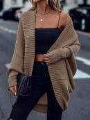 Cardigan Abierto de Manga Batwing en Tejido Suave