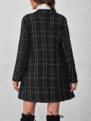 Abrigo Cuadros Elegante con Doble Botonadura