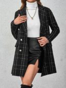 Abrigo Cuadros Elegante con Doble Botonadura