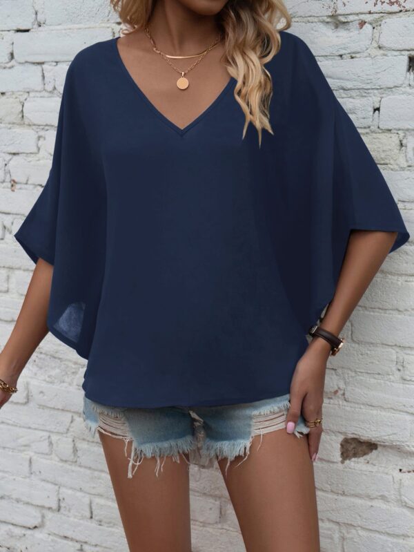 Blusa de Verano con Escote en V y Mangas Murciélago - Image 18