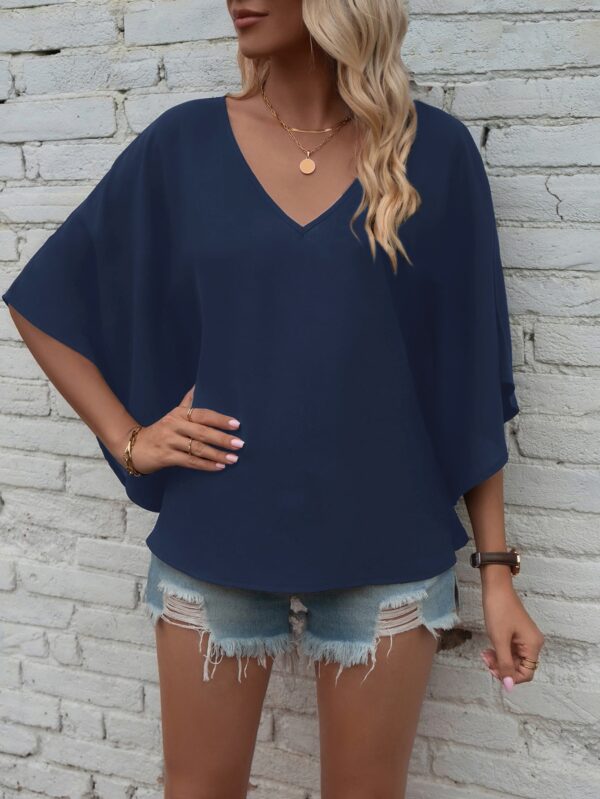 Blusa de Verano con Escote en V y Mangas Murciélago - Image 19