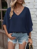 Blusa de Verano con Escote en V y Mangas Murciélago