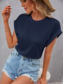 Camiseta Cuello Redondo y Manga Murciélago