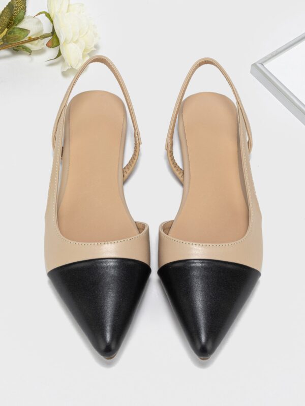 Zapatos Planos de Cuero Suave con Punta Puntiaguda y Diseño Bicolor - Image 2