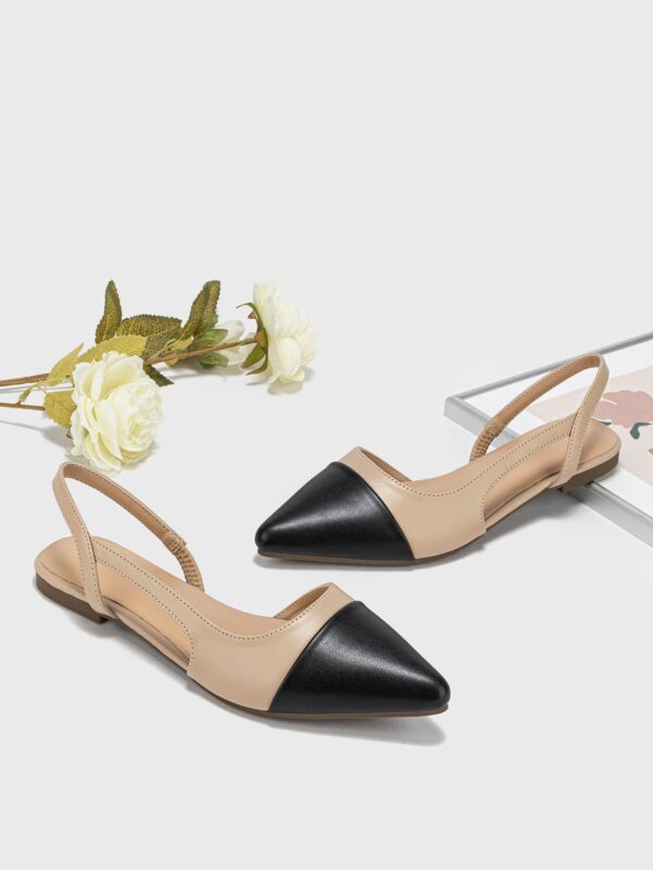 Zapatos Planos de Cuero Suave con Punta Puntiaguda y Diseño Bicolor - Image 5