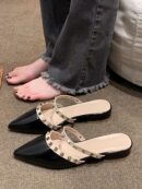 Mules Planos Decorados con Tachas para Mujer