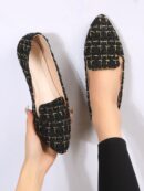 Mocasines Casuales de Puntera Puntiaguda con Hilos Dorados