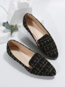 Mocasines Casuales de Puntera Puntiaguda con Hilos Dorados