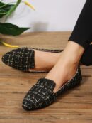 Mocasines Casuales de Puntera Puntiaguda con Hilos Dorados