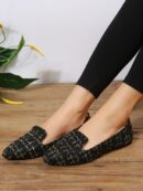 Mocasines Casuales de Puntera Puntiaguda con Hilos Dorados